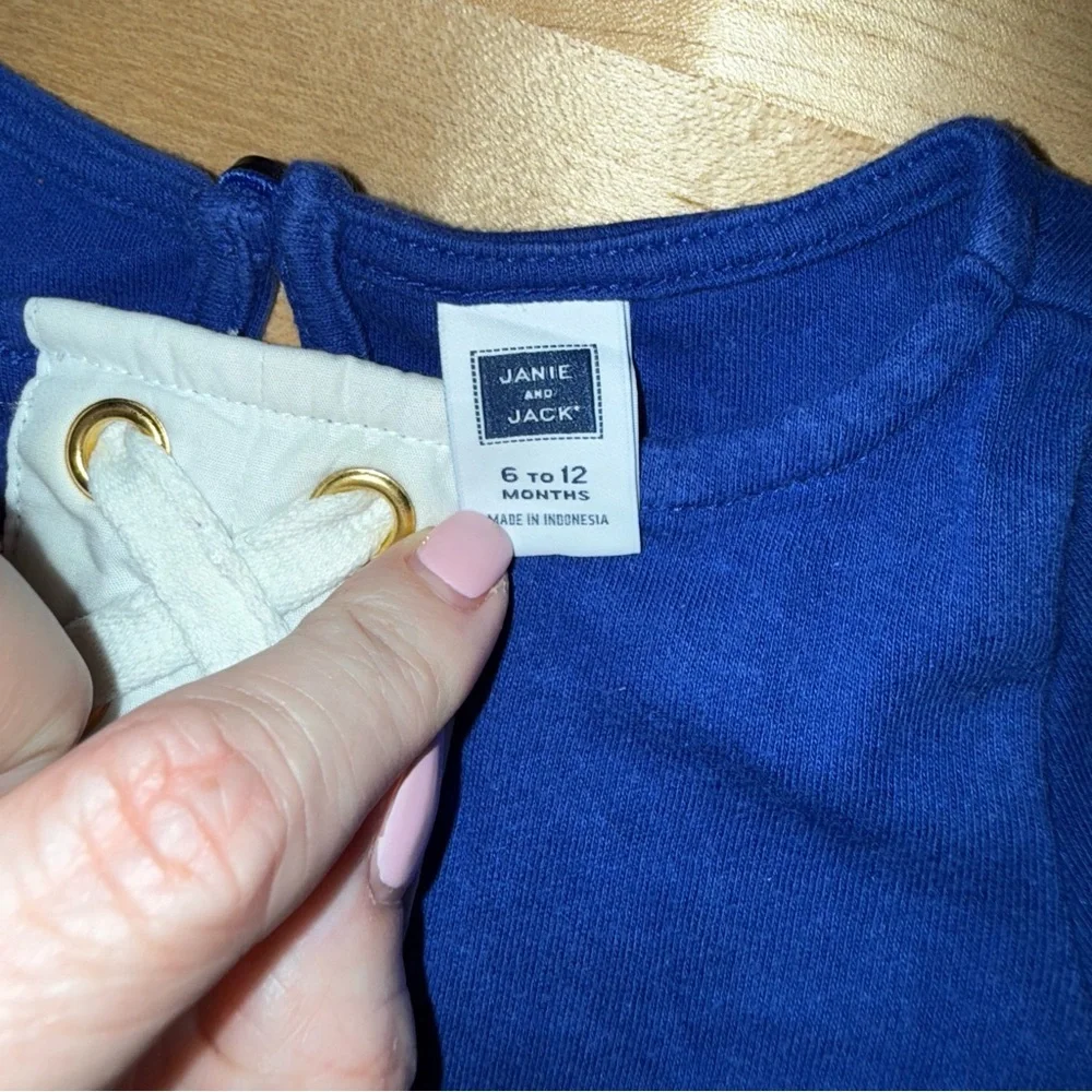 Janie and Jack Outfit Blue and White Size 6-12 Months
